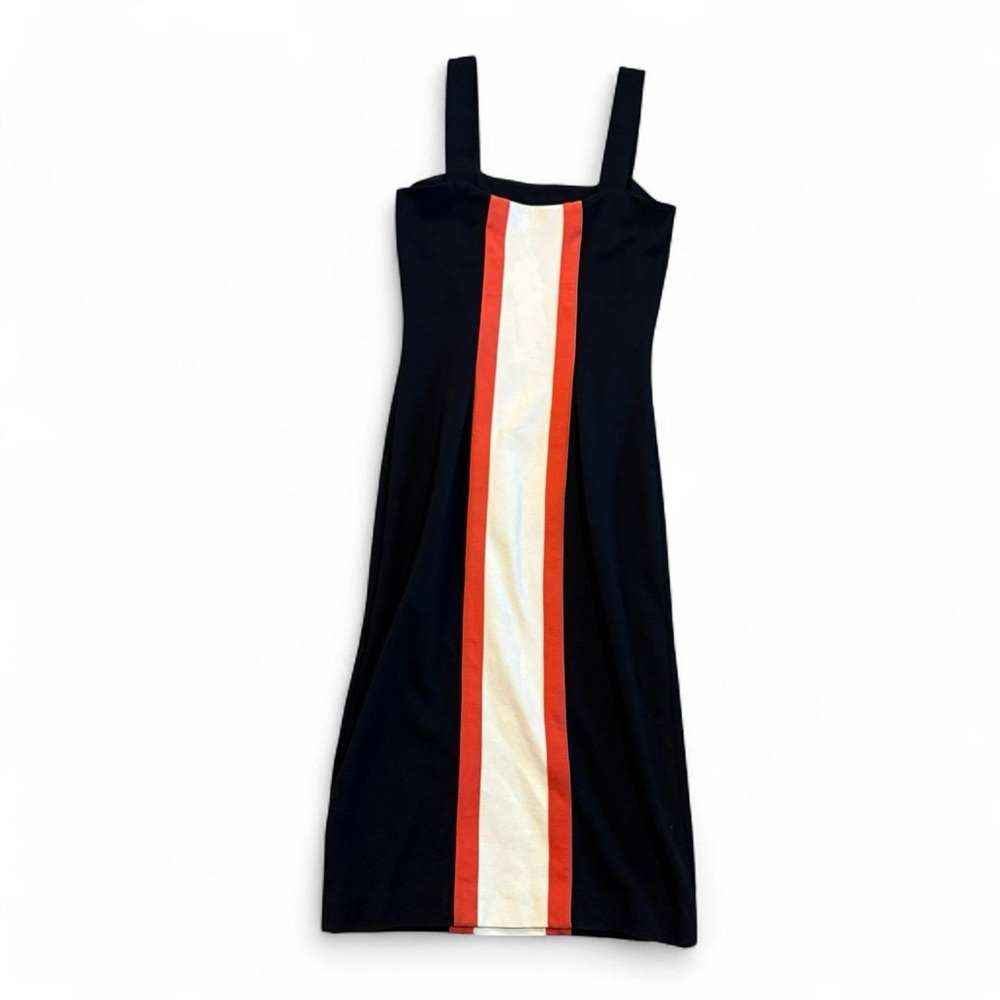 Diane Von Furstenberg Bodycon Maxi Dress Black White Orange Stripe Size 4 - Picture 4 of 6